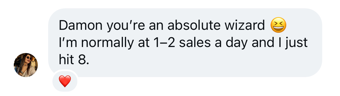 Customer message about results from the story activations
